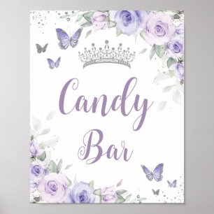 Chic Lavender Lila Blommigt Quinceañera Candy Pub Poster