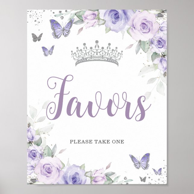 Chic Lavender Lila Blommigt Quinceañera Favors Poster (Framsidan)