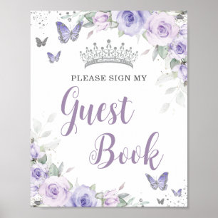 Chic Lavender Lila Blommigt Quinceañera Guest Bok Poster