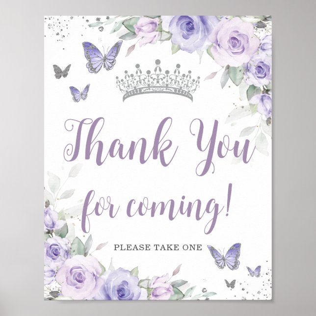 Chic Lavender Lila Blommigt Quinceañera Tack Poster (Framsidan)