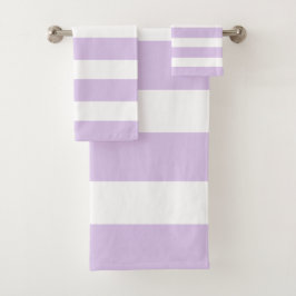 Chic Lavender och White Rand Bath Towel Set