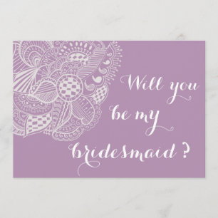 Chic Lavender Paisley, blir du min Bridesmaid Inbjudningar