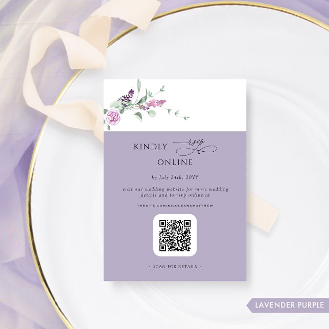 Chic Lavender Pastel Blommigt OSA Online, QR-kod Tilläggskort (Skapare uppladdad)