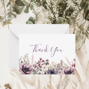 Chic Lavender Peony Blommigt Tack Anteckningskort