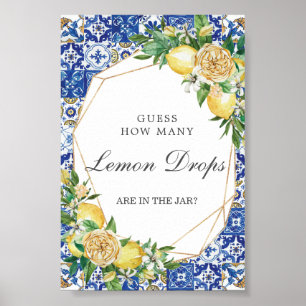 Chic Lemon Blommig Gissa Citron Droppar i Burk Lek Poster