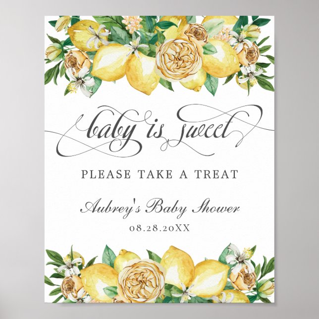 Chic Lemon Blommigt Baby är Sweet Treat Shower Sig Poster (Framsidan)