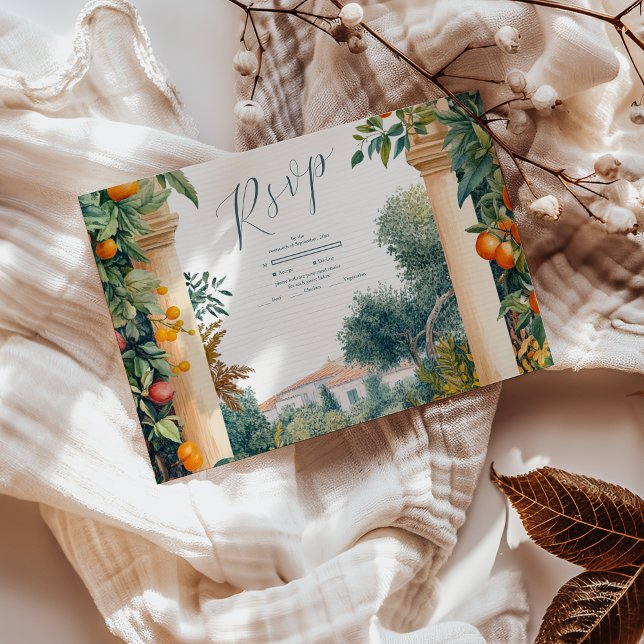 Chic Lemon Mediterranean Summer Bröllop OSA Kort (Skapare uppladdad)