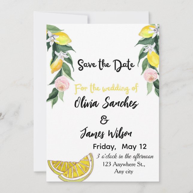 Chic Lemon  Summer Wedding  Inbjudningar (Framsida)