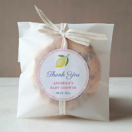 Chic Lemons Rosa White Girl Baby Shower Favor Runt Klistermärke