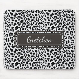 Chic Leopard Animal Print Black och Grått Mousepad Musmatta