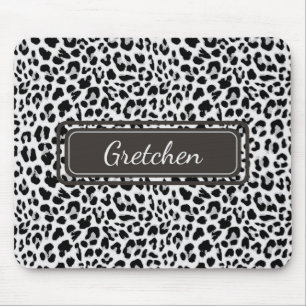 Chic Leopard Animal Print Black och Grått Mousepad Musmatta