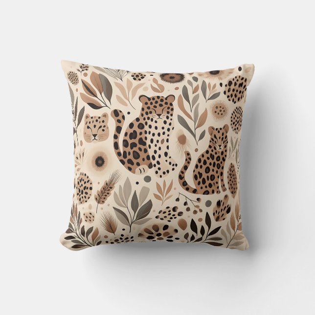 Chic Leopard Blommigt Design for Trendig Home Kudde (Framsida)