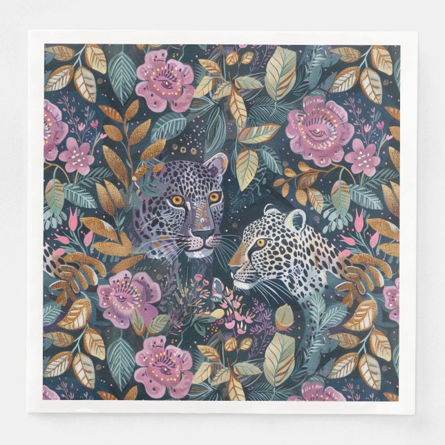 Chic Leopard blommigt Pappersservett (Framsida)