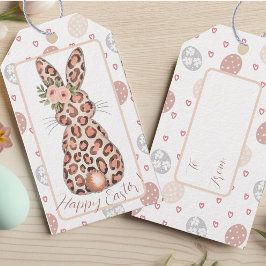 Chic Leopard Bunny Påsk Presentetikett
