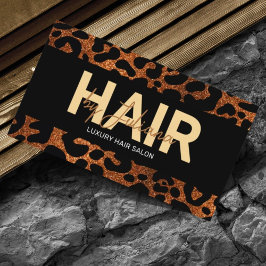 Chic Leopard Cheetah Glitter Beauty Salon QR Code Visitkort