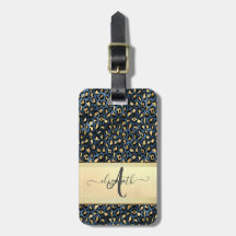 Chic Leopard Mönster Black Bronze Monogram