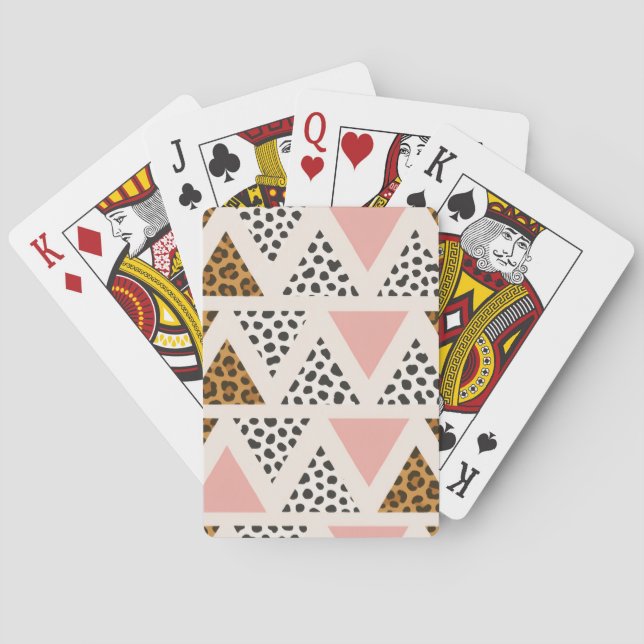 Chic leopard- och rosa triangelmönster casinokort (Baksidan)