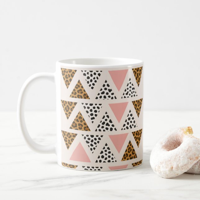 Chic Leopard & Pink Triangle Pattern Kaffemugg (Med munk)
