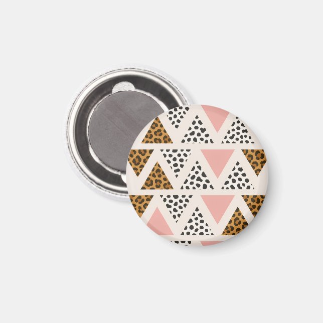 Chic Leopard & Pink Triangle Pattern Magnet (Front/Back)