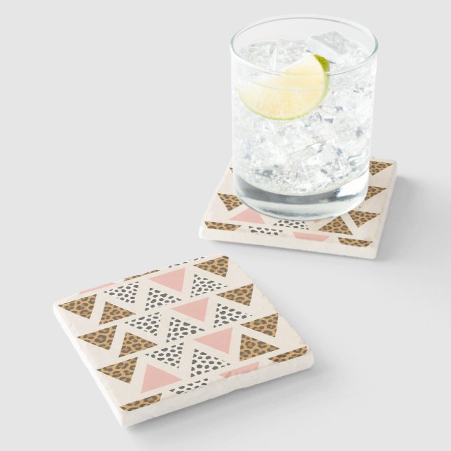 Chic Leopard & Pink Triangle Pattern Stenunderlägg (Sidan)