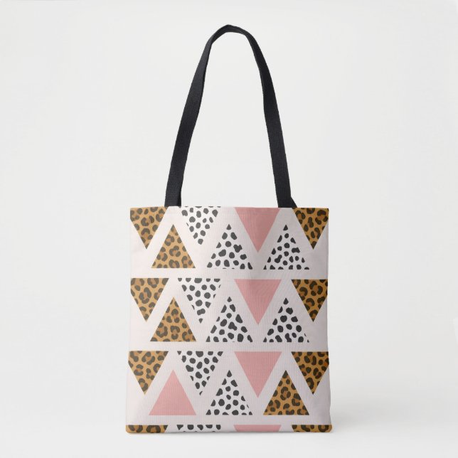 Chic Leopard & Pink Triangle Pattern Tygkasse (Framsida)