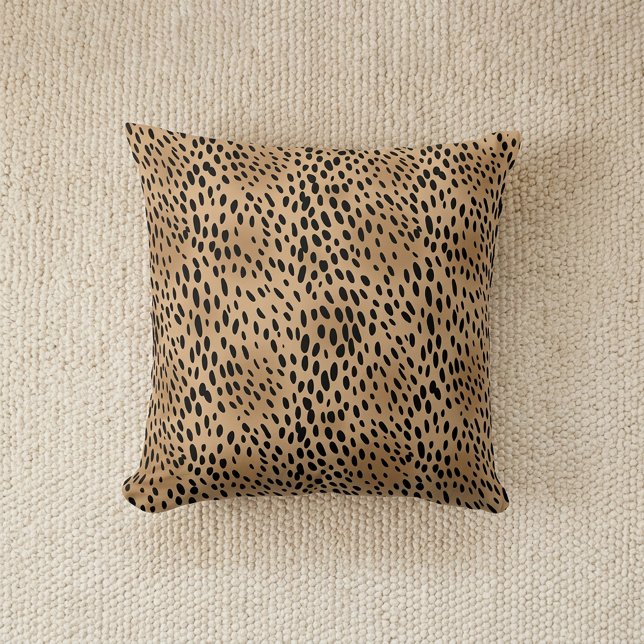 Chic Leopard Print Cheetah Spots Brown Black Kudde (Chic Leopard Print Cheetah Spots Brown Black Throw Pillow)