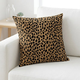 Chic Leopard Print Cheetah Spots Brown Black Throw Kudde