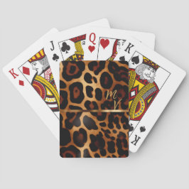 Chic Leopard Print och Guld Monogrammed Casinokort