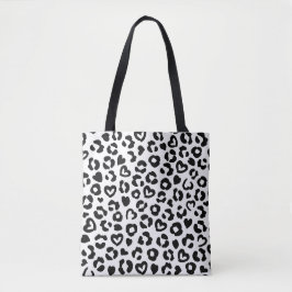 Chic Leopard Print Tote Bag - Black & White Animal Tygkasse