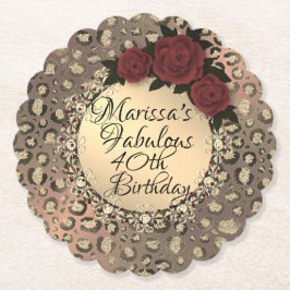Chic Leopard Ro Fabulous 40:e födelsedagen Underlägg Papper