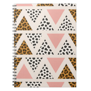 Chic Leopard & Rosa Triangelmönster Anteckningsbok