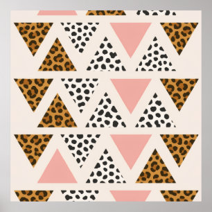 Chic Leopard & Rosa Triangelmönster Poster