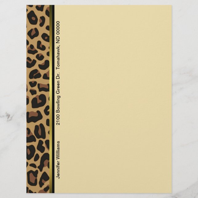 Chic Leopard Skriv ut Anpassningsbar Letterhead St (Framsida)