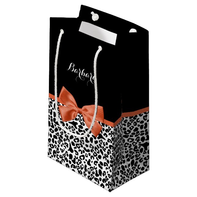 Chic Leopard Skriv ut brinnande Orange Bow med Nam (Framsidan Vinklad)
