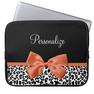 Chic Leopard Skriv ut brinnande Orange Bow med Nam Laptop Sleeve