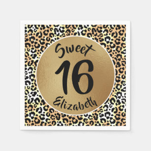Chic Leopard Skriv ut sötsaker 16 födelsedagar Pappersservett