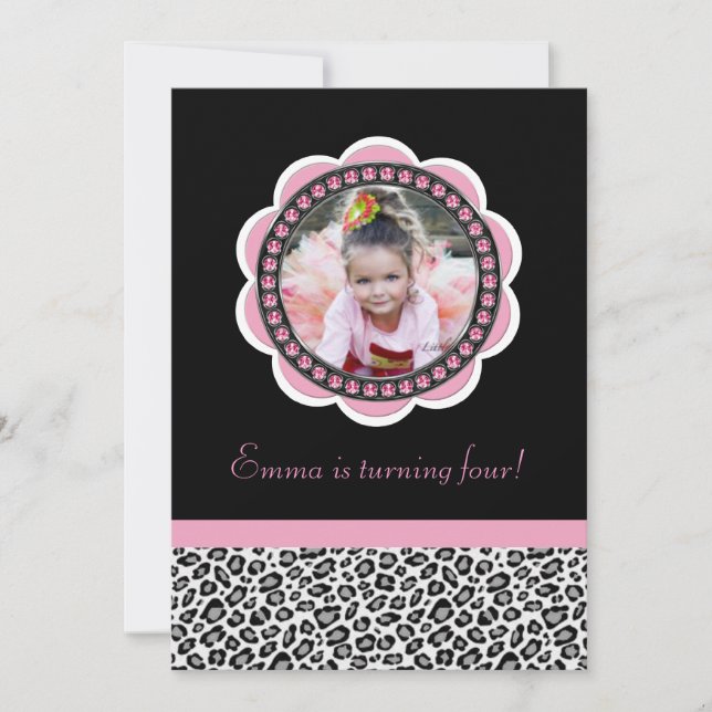 Chic Leopardfödelsedaginbjudan Inbjudningar (Framsida)