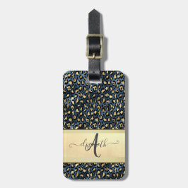 Chic Leopardmönster Svart Brons Monogram Bagagebricka