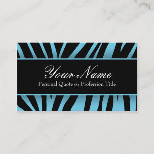 Chic Light Blue Black Zebra ränder Affärskort Visitkort