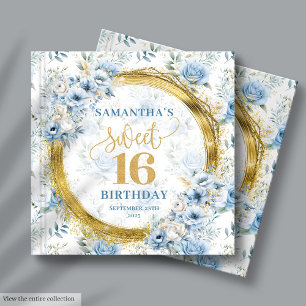 Chic Light Blue Sweet 16 Guest Memory Album Gift Gästböcker