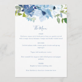 Chic Light Blue Watercolor Blommigt  Script Anpass Meny