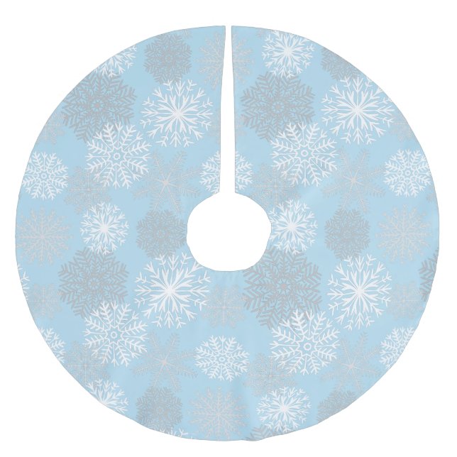 Chic Light Blue Winter Snowflake Julgransmatta Borstad Polyester (Framsidan)