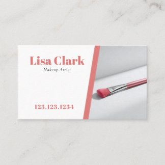 Chic Light Pink Makeup Brush Beauty Salon Visitkort