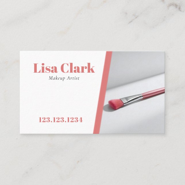 Chic Light Pink Makeup Brush Beauty Salon  Visitkort (Framsida)