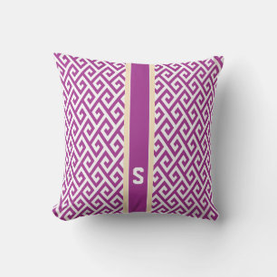 Chic lila abstrakt geometrisk mönster monogram kudde