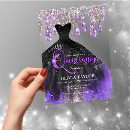 Chic lila Black crystal dricks Quinceanera