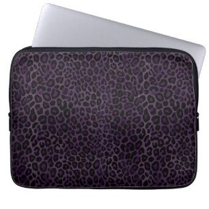 Chic Lila Black Leopard Skriv ut Laptop Fodral