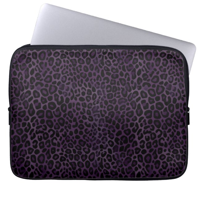 Chic Lila Black Leopard Skriv ut Laptop Fodral (Framsidan)