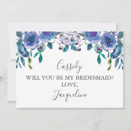 Chic Lila Blommigt blir du min bridesaid Inbjudningar