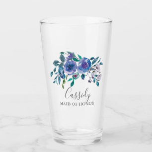 Chic Lila Blommigt Bröllop Monogram Bridesmaid Glaskopp